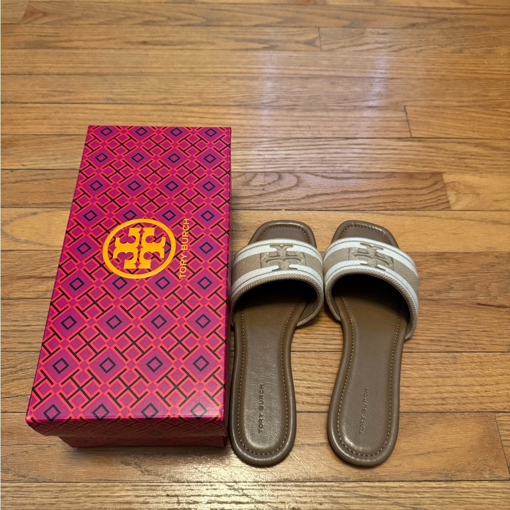 Tory Burch Women's Double T Jacquard Slide Sandals